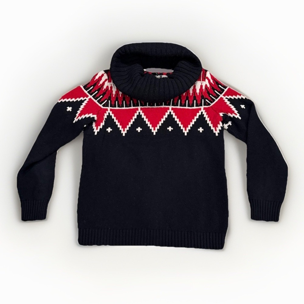 Lauren Ralph Lauren Fair Isle Knit Sweater Size M Red Black Western Cowboy Ski